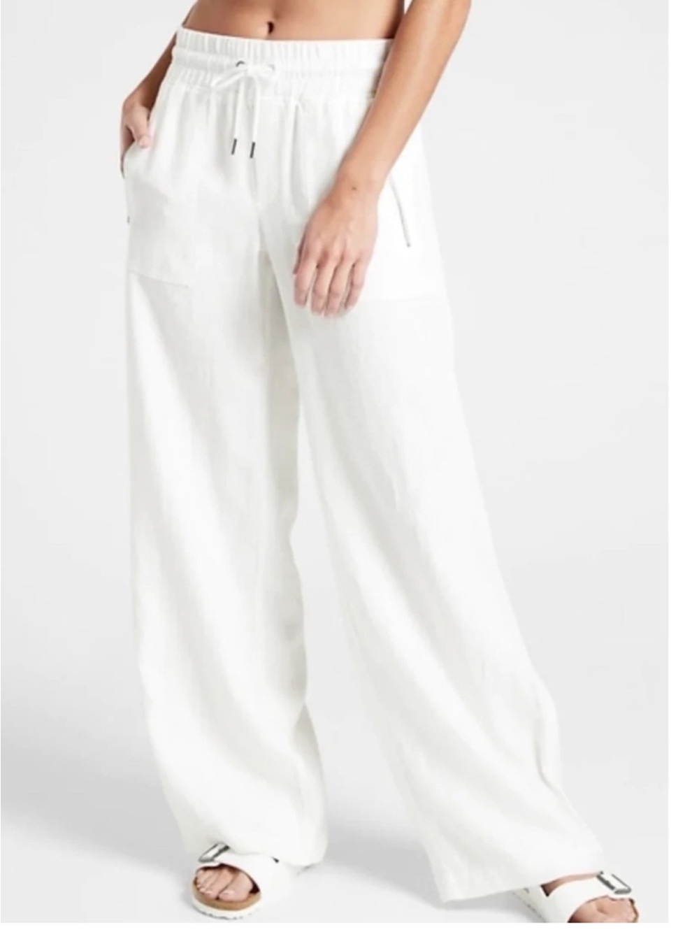 Athleta Wide-Leg Linen Drawstring Pants
